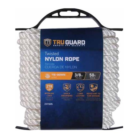 MIBRO GROUP 0.37 in. x 50 ft. Tru-Guard White Twisted Nylon Rope 231505